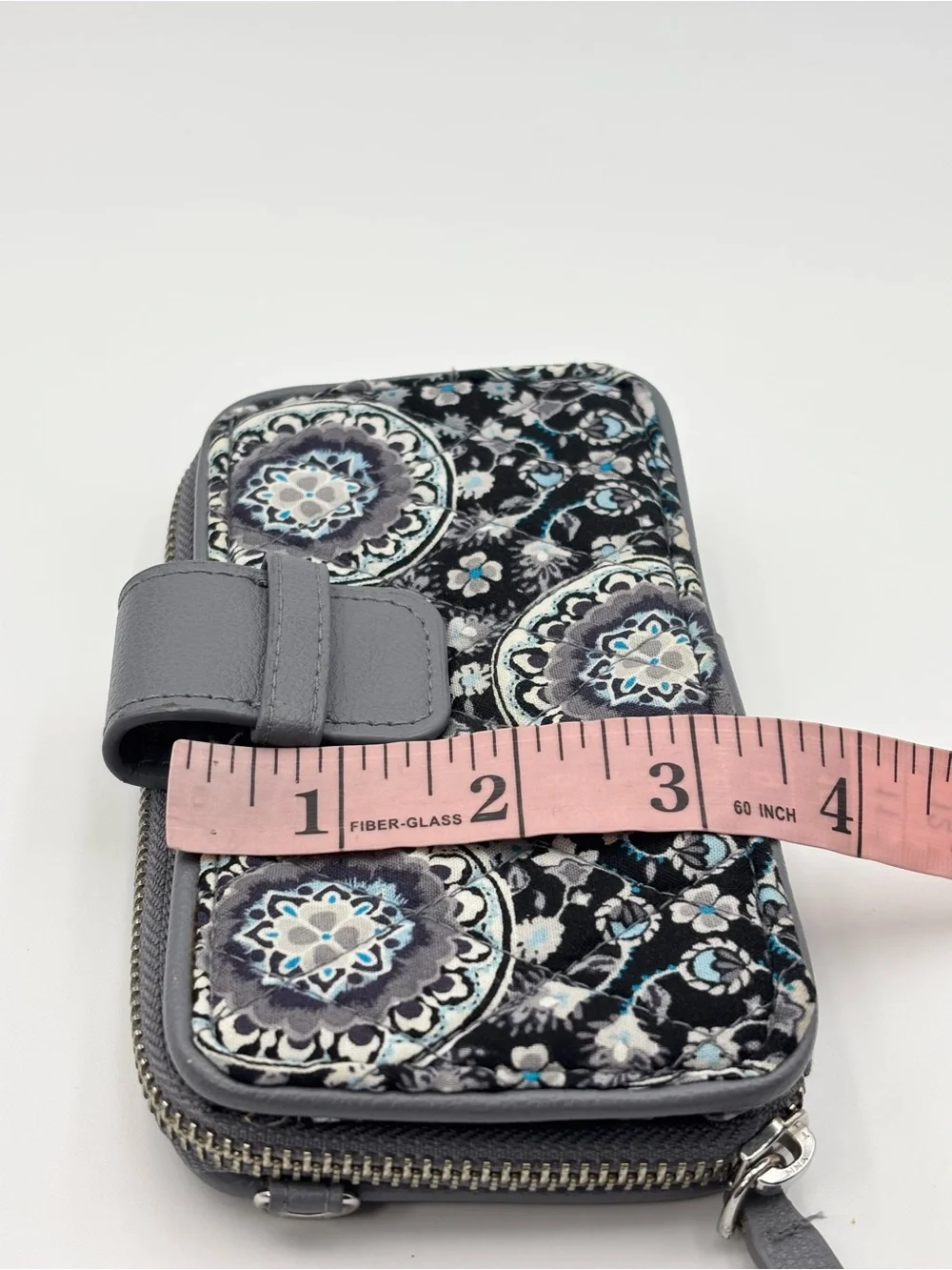 Vera Bradley Gray Floral Medallion Zip Wallet - Picture 9 of 10